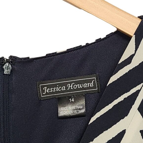 Jessica Howard  Maxi Dress Womens  14 Geometric Print  V Neck Side Slits - Picture 7 of 8